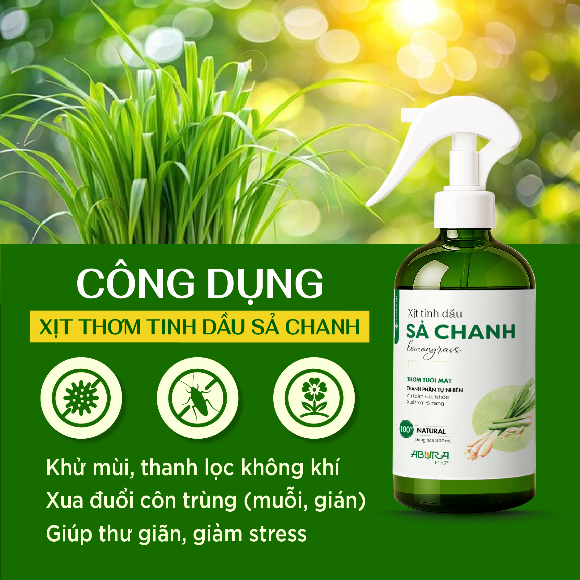 Công dụng chai xịt tinh dầu Sả Chanh Công dụng chai xịt tinh dầu Sả Chanh