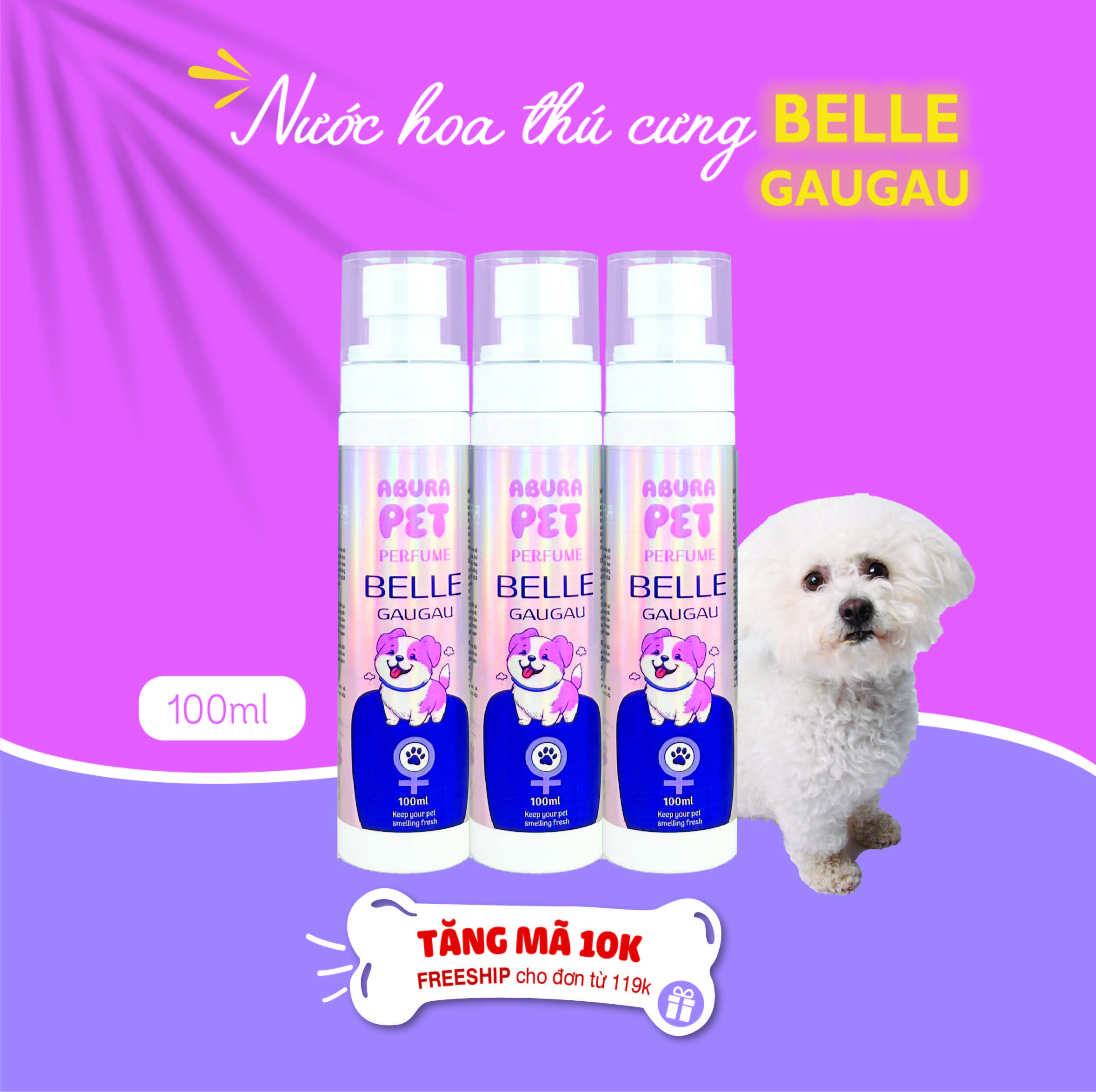 Nước Hoa Thú Cưng Hương BELLE ABURA - Khử Mùi Hôi, Mang Đến Hương Thơm Lưu Giữ Lâu
