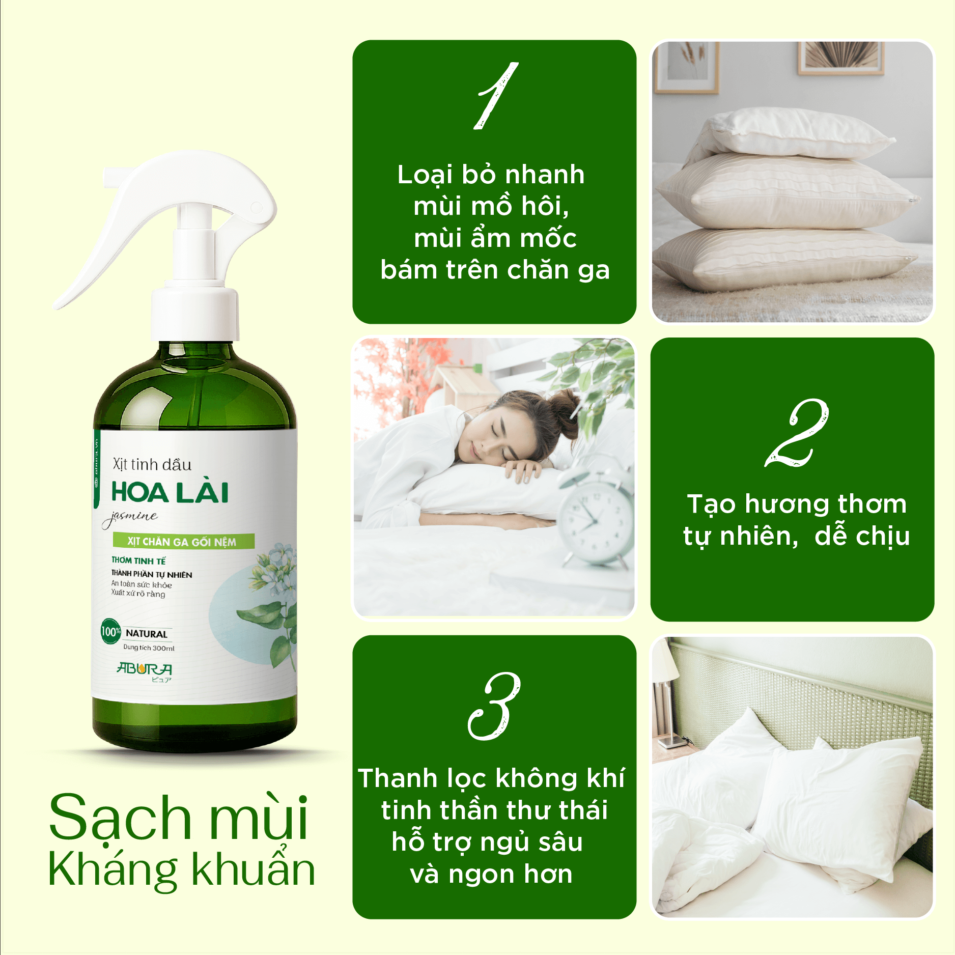 Lợi ích Của Chai Xịt Thơm Chăn Ga Gối Nệm ABURA Lợi ích Của Chai Xịt Thơm Chăn Ga Gối Nệm ABURA