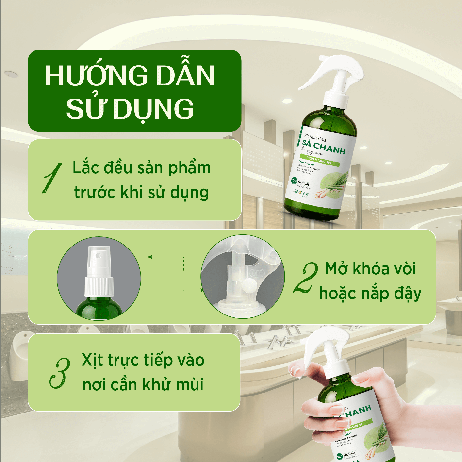 Cách Sử Dụng Xịt Thơm Tinh Dầu Phòng Spa Sả Chanh ABURA Cách Sử Dụng Xịt Thơm Tinh Dầu Phòng Spa Sả Chanh ABURA