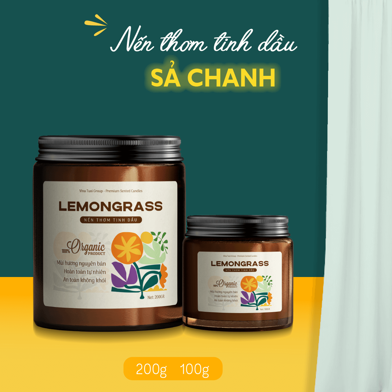 Nến thơm tinh dầu sả chanh ABURA