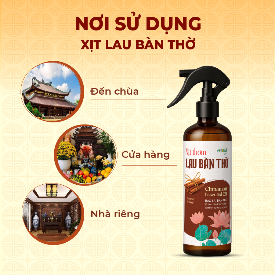 Khu vực sử dụng Xịt Lau Bàn Thờ Khu vực sử dụng Xịt Lau Bàn Thờ